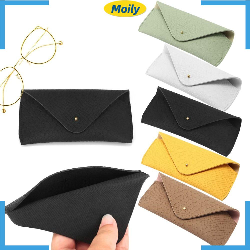 MOILYVN Hộp Đựng Mắt Kính Bằng Da Họa Tiết Dệt Có Khóa Kim Loại Ốp