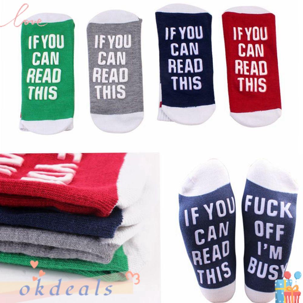 OKDEALS Tất VảI MềM In Chữ Cho Nam Và Nữ