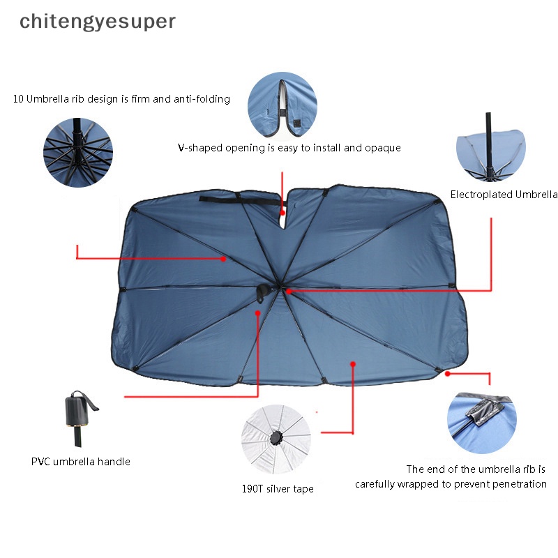 Chitengyesuper Tấm Che Nắng Kính Chắn Gió Phía Trước Hình Chữ V Cho EV Chống Nắng CGS