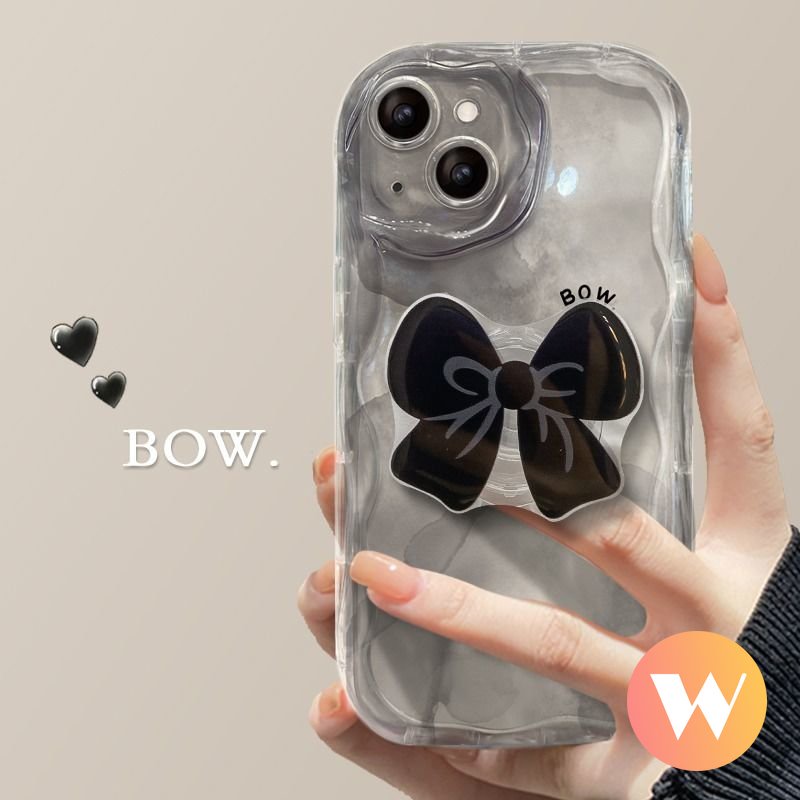 Ốp Điện Thoại Viền Cong Hình Nơ 3D Kèm Giá Đỡ Cho IPhone 7 8 Plus XR 6 6s X XS Max SE 2020 11 13 14 12 Pro Max