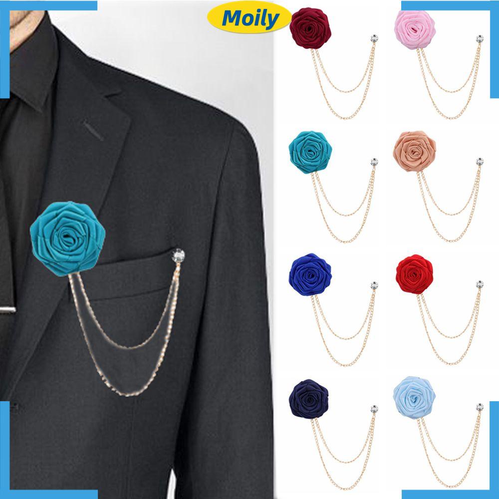 MOILYVN Ghim Cài Áo Hình Hoa Hồng Đính Đá Thời Trang Cho Nam