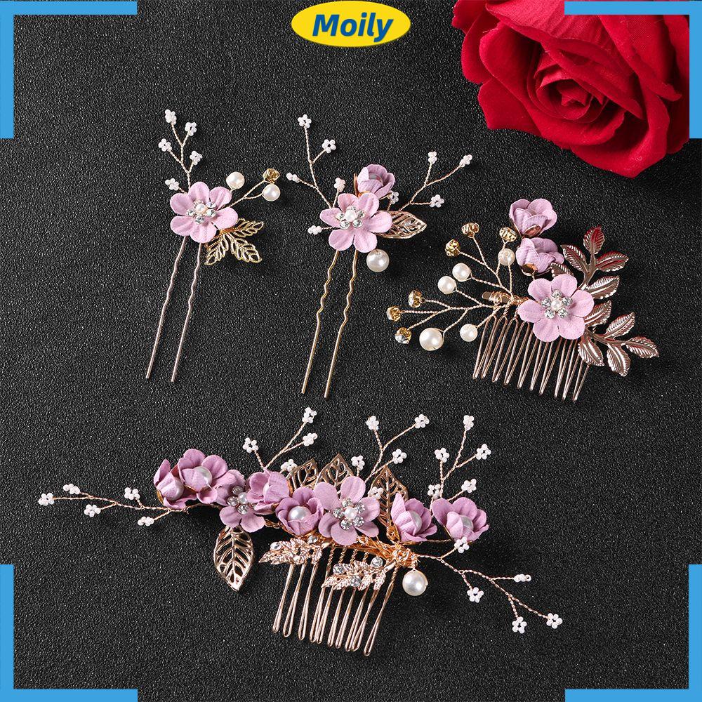 MOILYVN Lược Cài Tóc Cô Dâu Hình Vương Miện Đính Pha Lê Sang Trọng