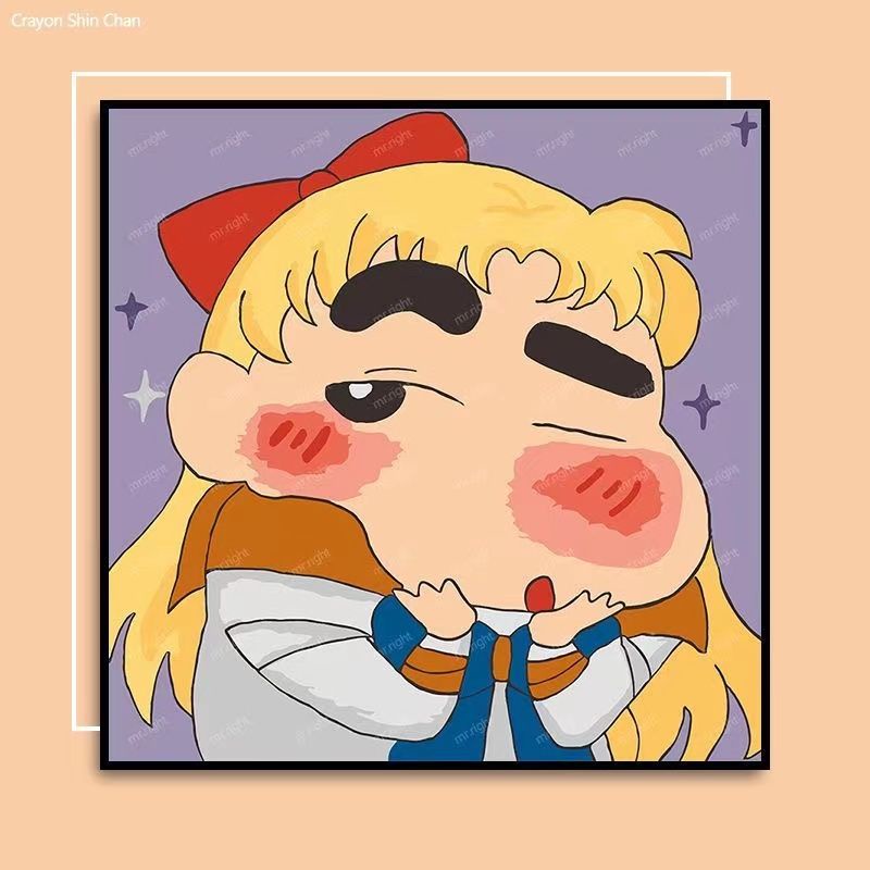 Bộ Tranh Đính Đá Họa Tiết Hoạt Hình Cậu Bé Bút Chì Shin-Chan Độc Đáo Trang Trí Nhà Cửa