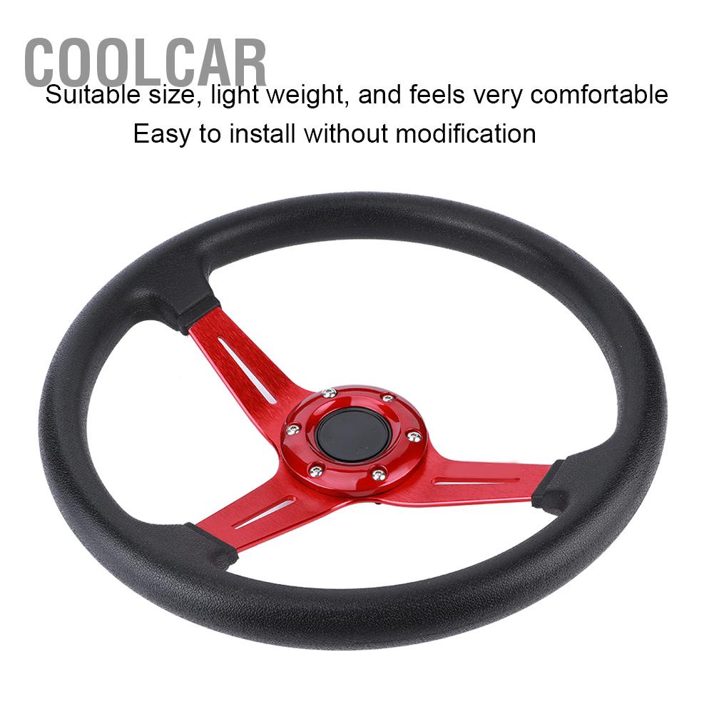 Vô Lăng Ô Tô Đa Năng 14in Da PU Hợp Kim Nhôm W/Nút Sừng Sửa Đổi - CoolCar