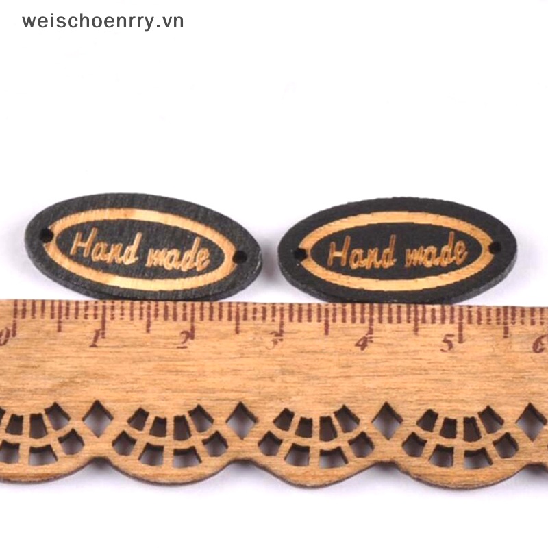 Set 50 Nút Áo In Chữ "Hand Made" Làm Thủ Công Diy