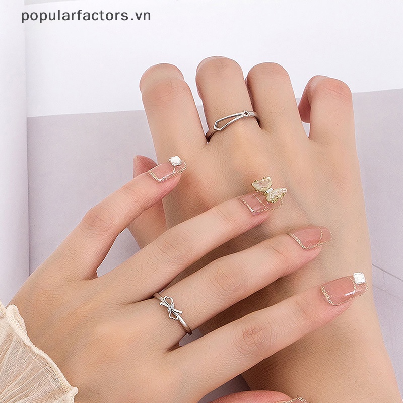 Nhẫn Cặp Đính Đá Zircon Hình Nơ Sáng Tạo Có Thể Điều Chỉnh Kích Cỡ Thời Trang Cho Nam Nữ