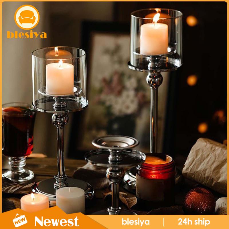 Giá Đỡ Đèn Cầy Bằng Thủy Tinh Và Đế Kim Loại Bền Hiện Đại