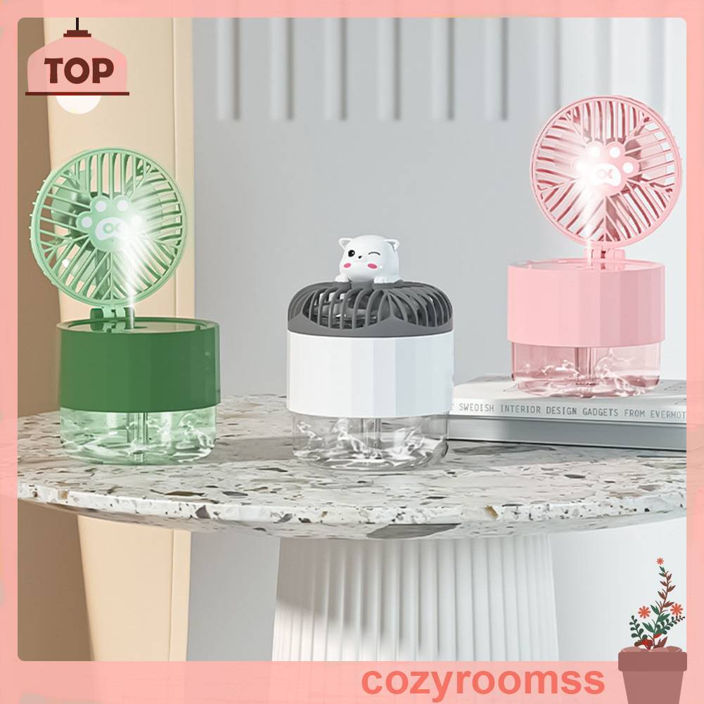 Quạt Làm Mát Không Khí USB Hình Mèo Dễ Thương Có Đèn Ngủ