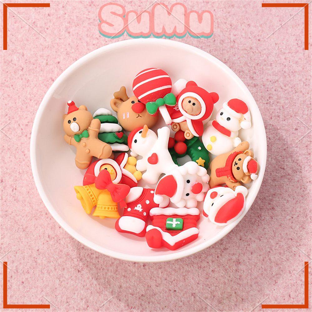 SUMU Set 10 Phụ Kiện Kẹp Tóc / Điện Thoại Trang Trí Giáng Sinh DIY