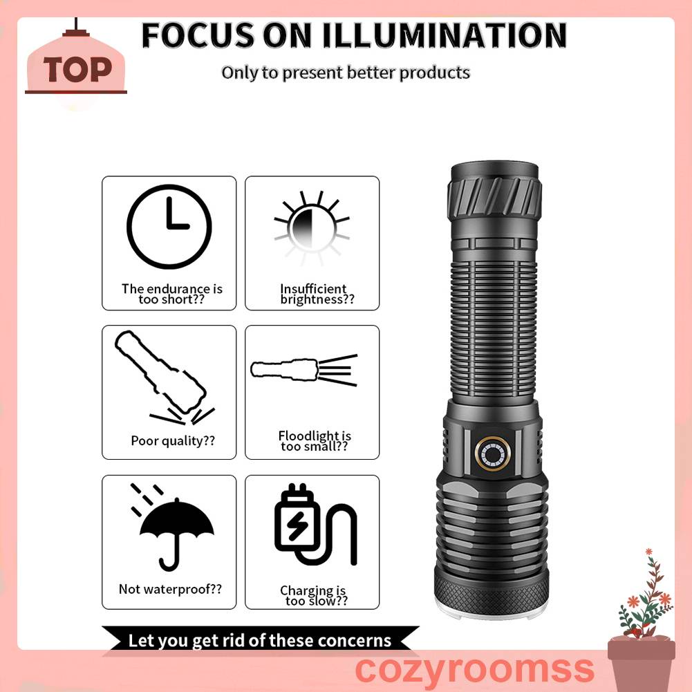 Đèn Pin 30W IPX4 Chống Thấm Nước IPX4 800LM Sạc USB Loại C