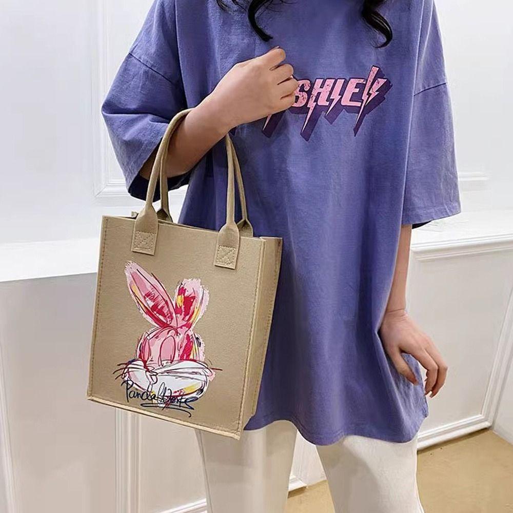 Túi Tote Đeo Vai Vải Nỉ Hình Gấu Hoạt Hình Dễ Thương Cho Nữ