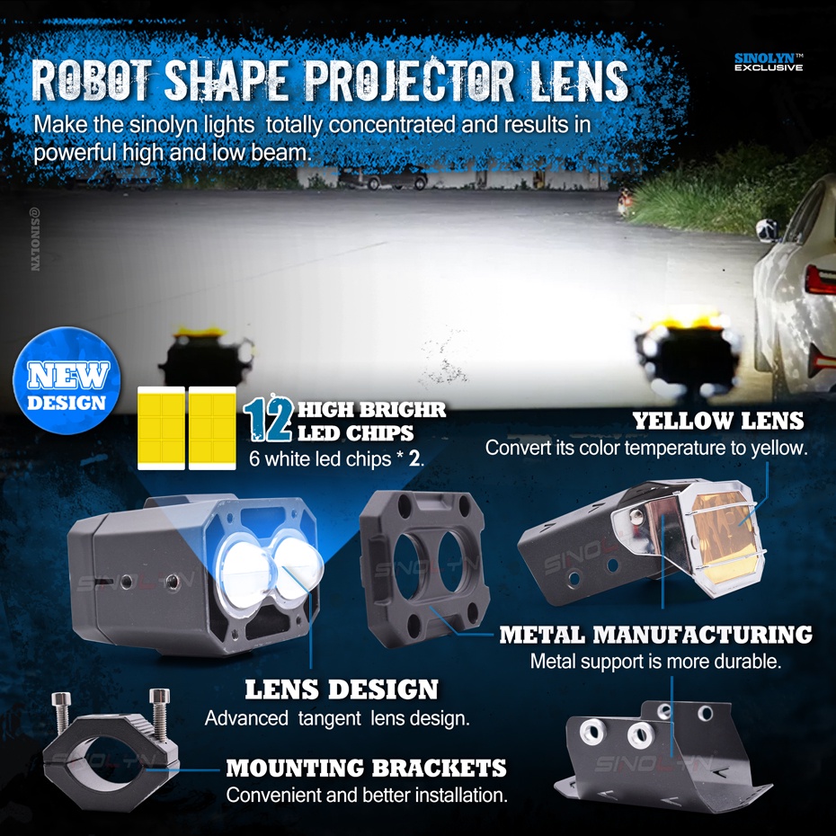 Thanh Đèn LED Mini 41W Ánh Sáng Trắng / Vàng Kèm Vỏ Đèn Pha Chống Thấm Nước Chuyên Dụng Cho Xe Hơi / Xe Máy