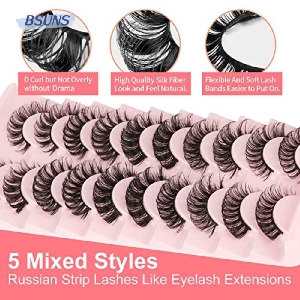 BSUNS Hộp 10 Cặp Lông Mi Giả Cong Dày DD Làm Đẹp Cho Nữ