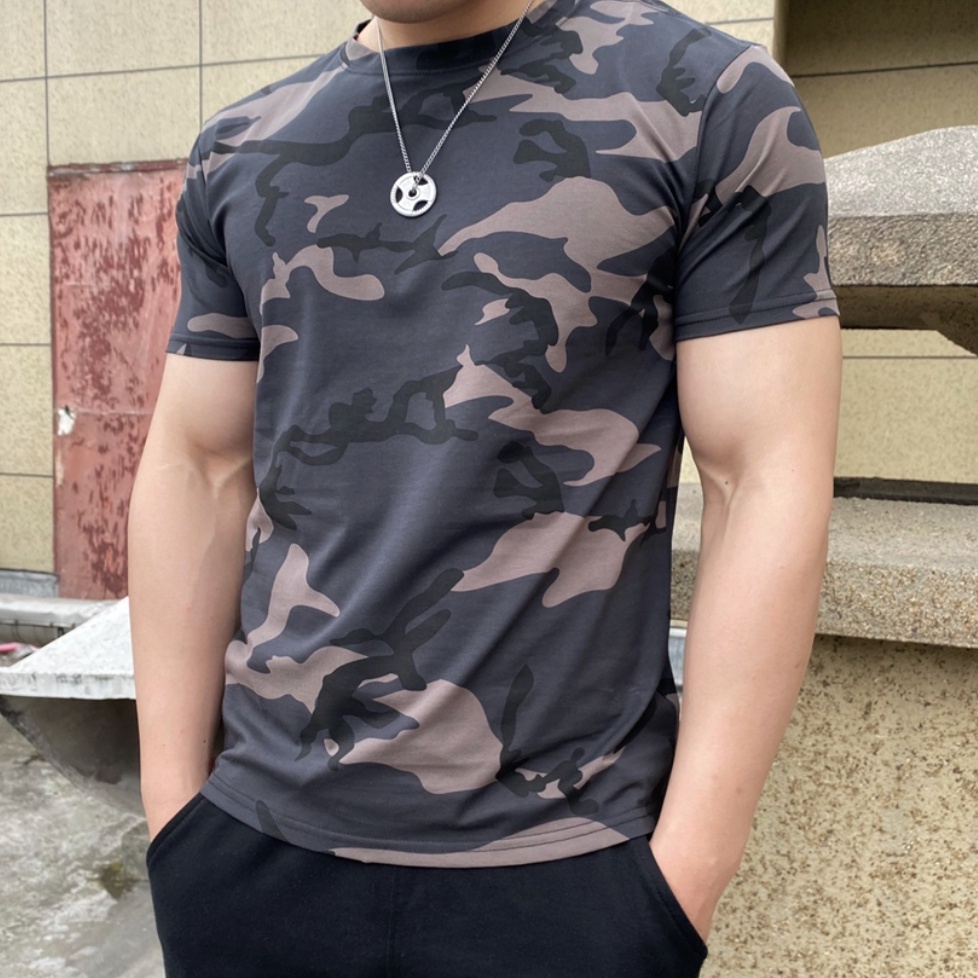 Áo Thun Tay Ngắn Cổ Tròn Thoáng Khí In Họa Tiết Rằn Ri Thời Trang Mùa Hè Hàng Mới Dành Cho Bạn Nam