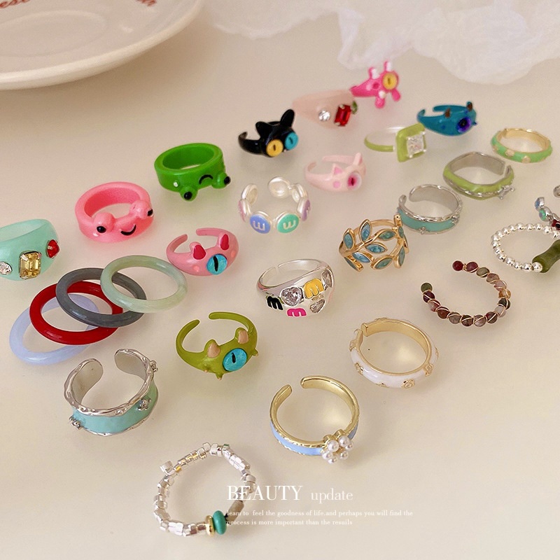 Nhẫn Hở Hình Mắt Ếch Hoạt Hình Dễ Thương Có Thể Điều Chỉnh Cho Nữ
