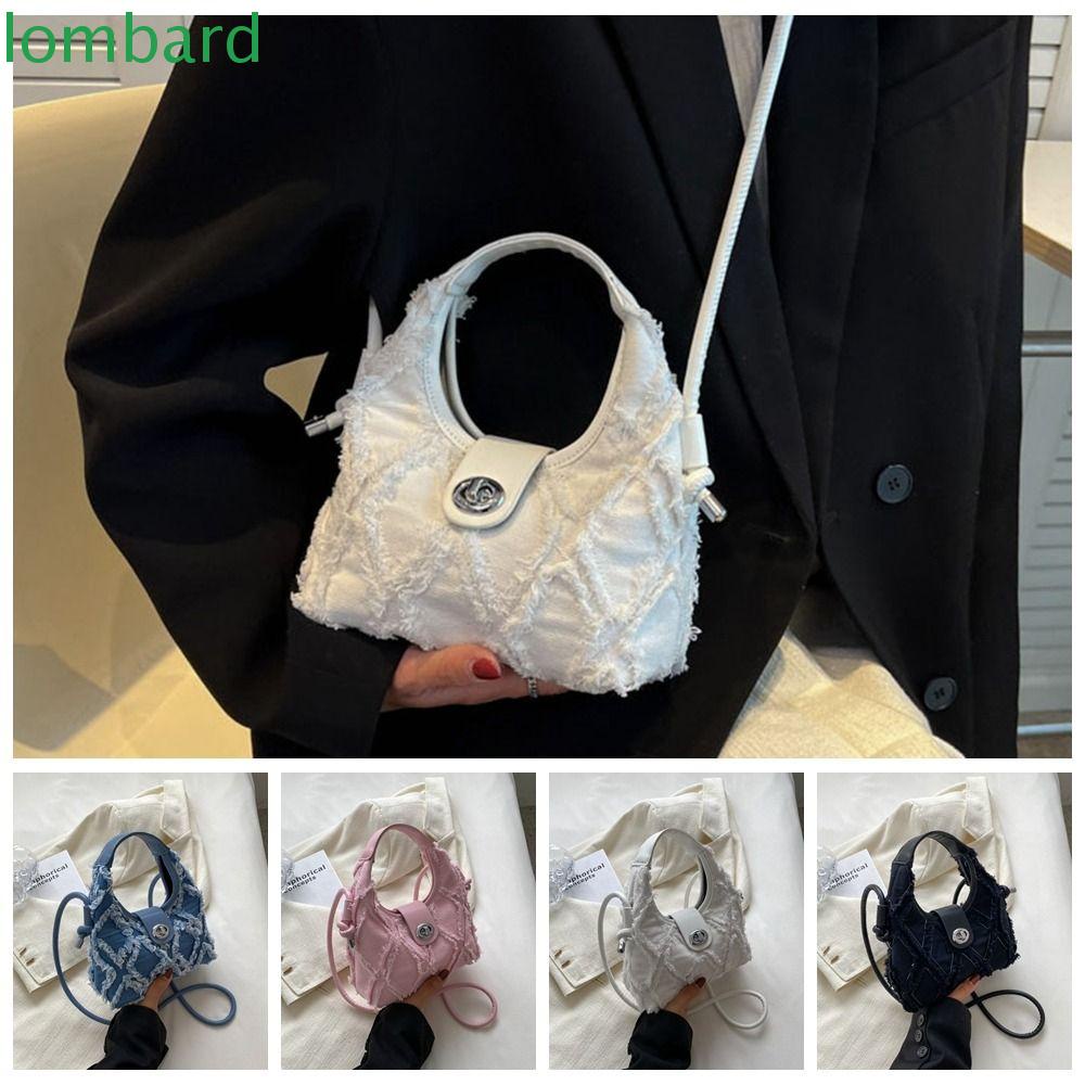 Túi Xách Vải Canvas Viền Mềm Họa Tiết Kẻ Sọc Thời Trang Cho Nữ