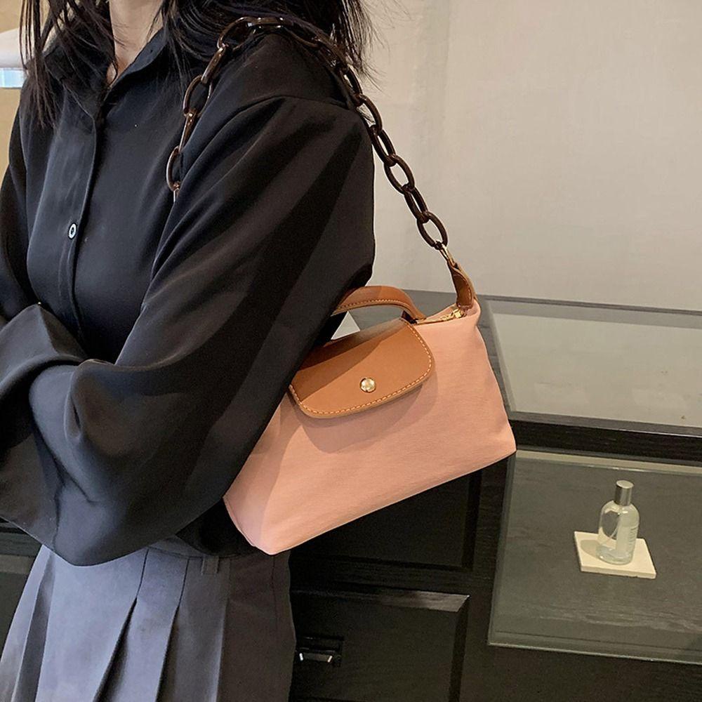 Túi Đeo Chéo Bằng Da PU Nylon Sức Chứa Lớn Kèm Dây Đeo Sợi Xích Thời Trang Đường Phố