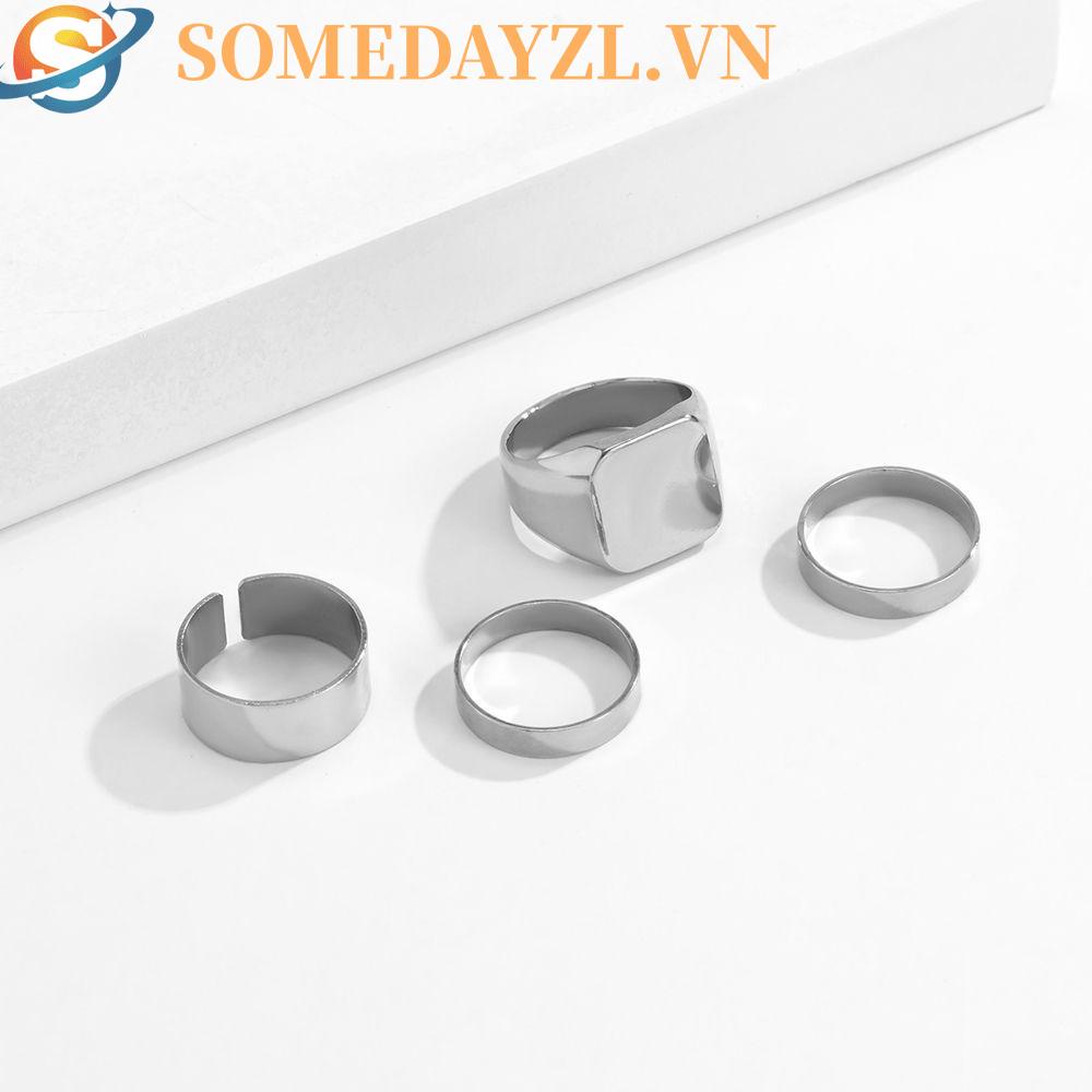 SOMEDAYZL Bộ Nhẫn Thiết Kế Đơn Giản Phong Cách Hip Hop Hàn Quốc Cá Tính