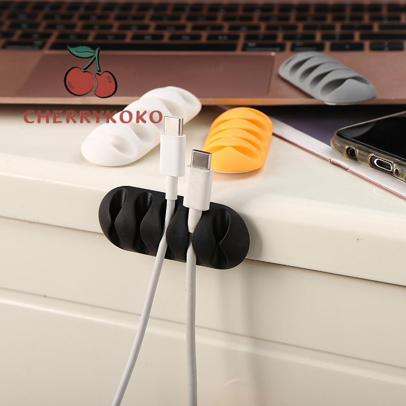 🍒🍒CHERRYKOKO Kẹp cao su giữ dây điện đa năng / Giá kẹp dây cáp 5 lỗ sử dụng tiện lợi-SN
