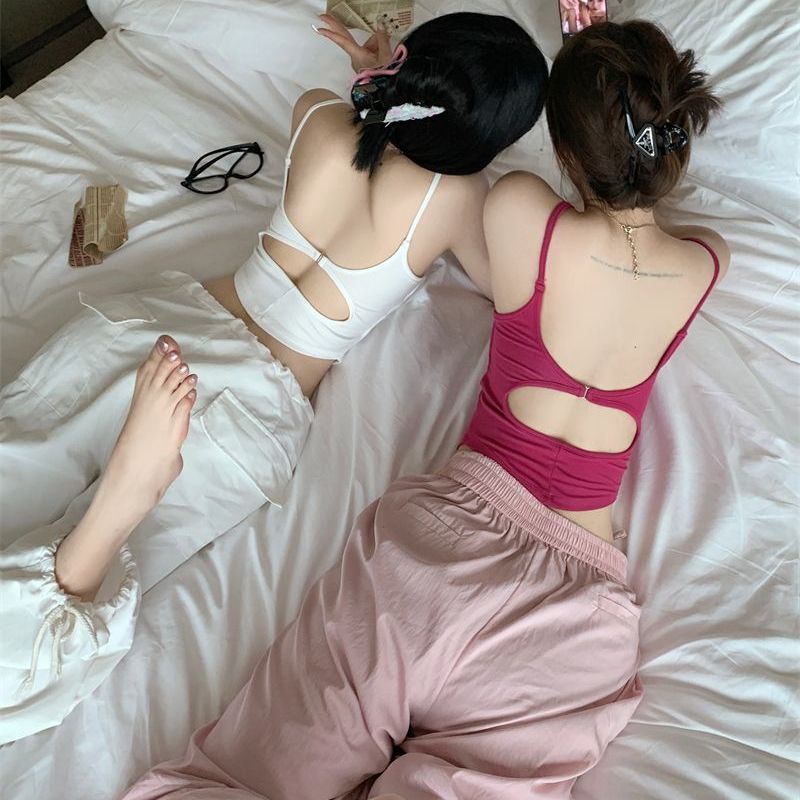 Milyfashion Áo Ngắn Hai Dây Có Đệm Ngực Màu Trơn Và Lưng Đẹp Quyến Rũ Cho Nữ