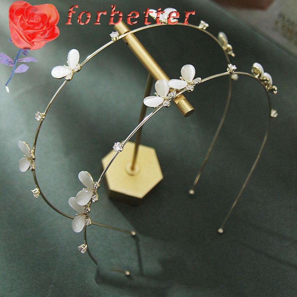 FORBETTER Băng Đô Cài Tóc Hình Vương Miện Bằng Hợp Kim Mỏng Đính Đá Thời Trang Cho Bé Gái