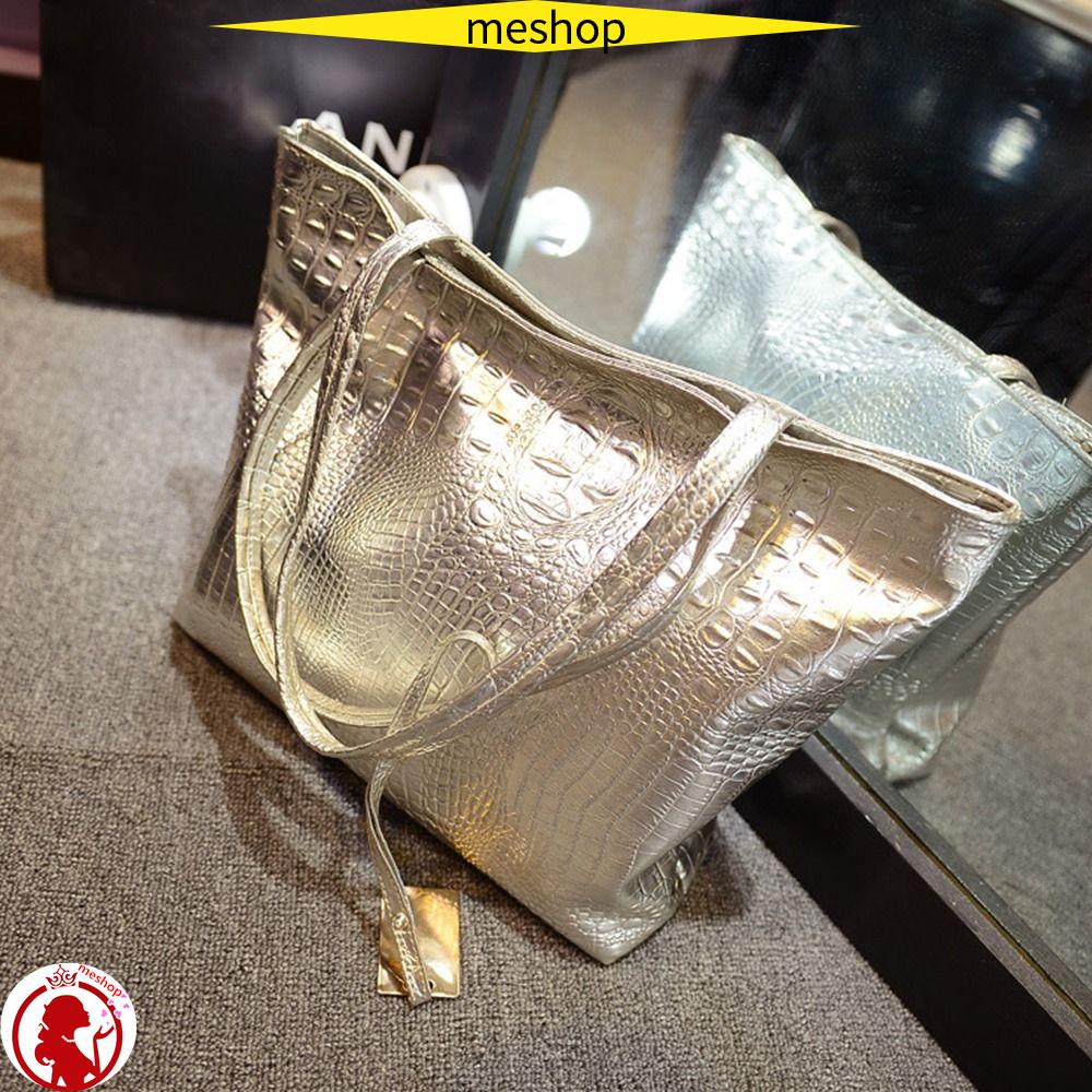 ME Túi Tote Đeo Vai Đựng Mỹ Phẩm Sức Chứa Lớn Họa Tiết Da Cá Sấu Cho Nữ