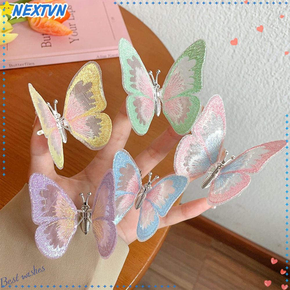 NEXTVN Kẹp Tóc Bướm Hai Lớp Thêu Nhiều Màu Sắc Dễ Thương Thích Hợp Làm Quà Tặng Cho Bữa Tiệc