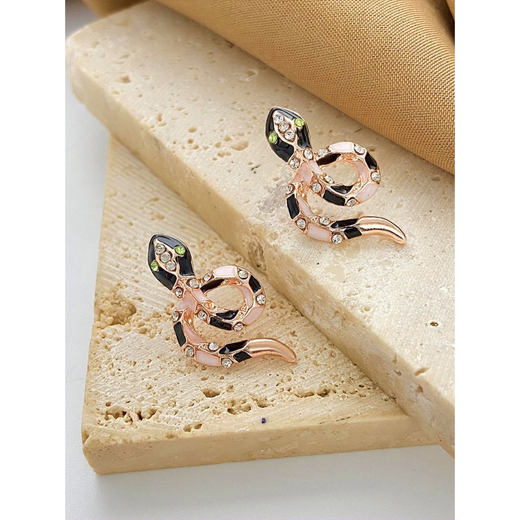 Ygt Set Khuyên Tai Hình Rắn Đính Đá Zircon Màu Sắc Tương Phản Thời Trang Cho Nữ