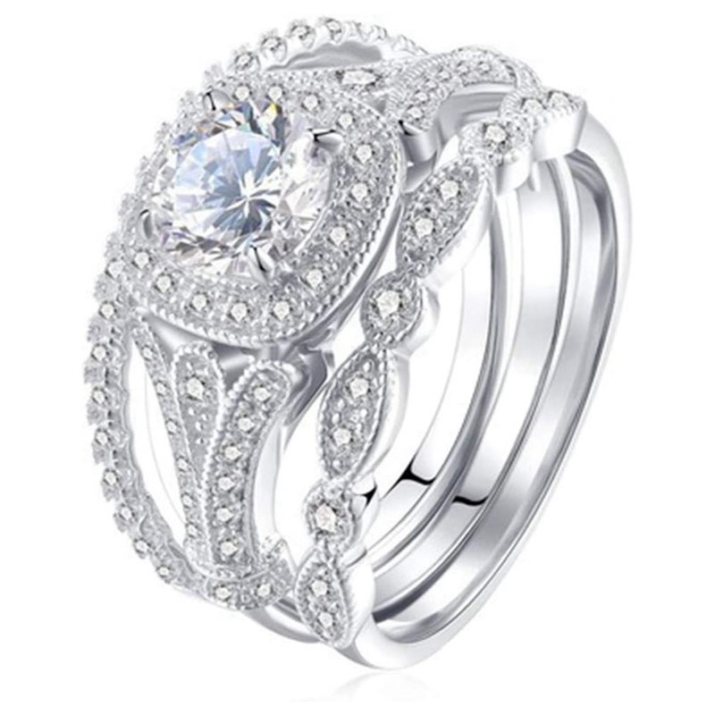 Ygt Bộ Nhẫn 3 Lớp Đính Đá Thanh Lịch Dành Cho Nữ