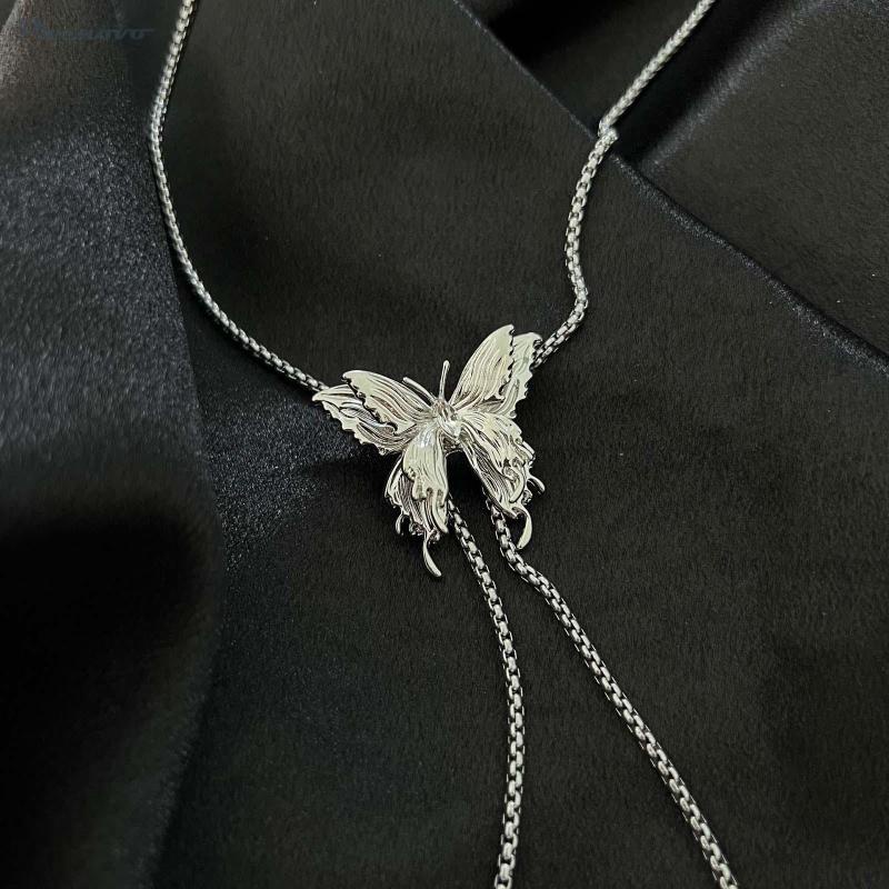 Dây Chuyền Mặt Hình Bướm Phong Cách Hip Hop Có Thể Điều Chỉnh Kích Thước Dành Cho Nữ