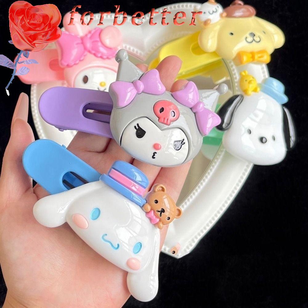 FORBETTER Kẹp Tóc Mỏ Vịt Bằng Nhựa Họa Tiết Kuromi Hoạt Hình Sáng Tạo Cho Nữ