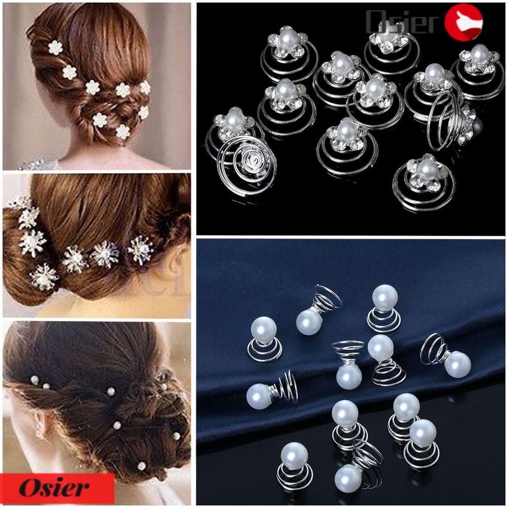 OSIER1 12 Trâm Cài Tóc Dạng Xoắn Ốc Đính Pha Lê Cho Cô Dâu