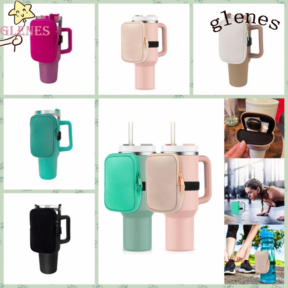 GLENES Túi Đựng Bình Nước / Điện Thoại / Chìa Khóa / Tiền Xu Bằng Cao Su Tổng Hợp Màu Trơn Nhỏ Gọn Có Dây Đeo Tùy Chỉnh