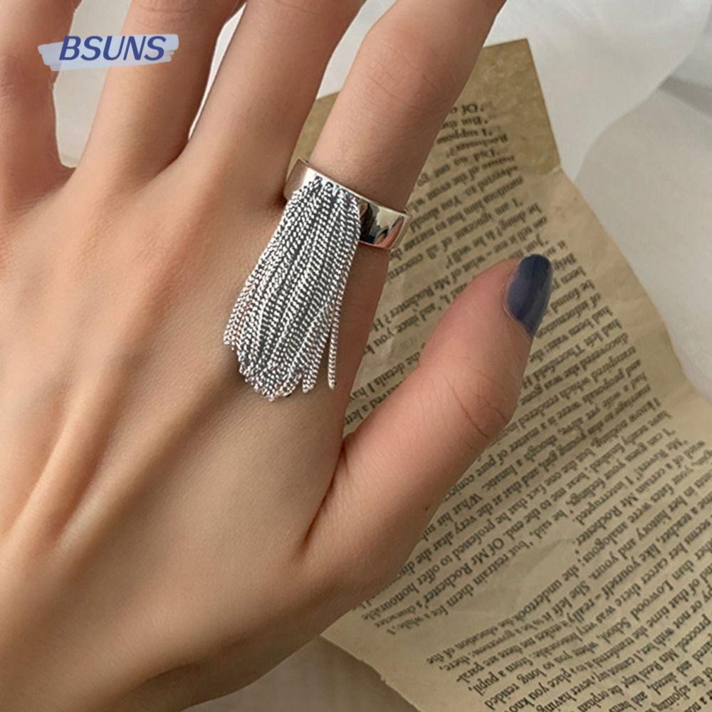 BSUNS Nhẫn Hở Nhiều Lớp Dạng Chuỗi Tua Rua Phong Cách Punk Hiphop Cá Tính