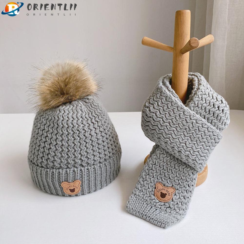 ORIENTLII Mũ Beanie Vải Lông Cừu Dày Mềm Mại Bảo Vệ Tai Giữ Ấm Mùa Đông Cho Bé Gái