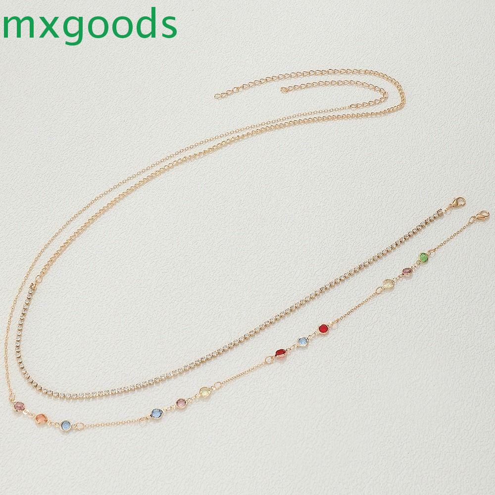 MXGOODS Dây Xích Kim Loại Tua Rua Hình Trái Tim Đính Đá Phong Cách Cổ Điển Đeo Eo Thời Trang Đi Biển Cho Nữ