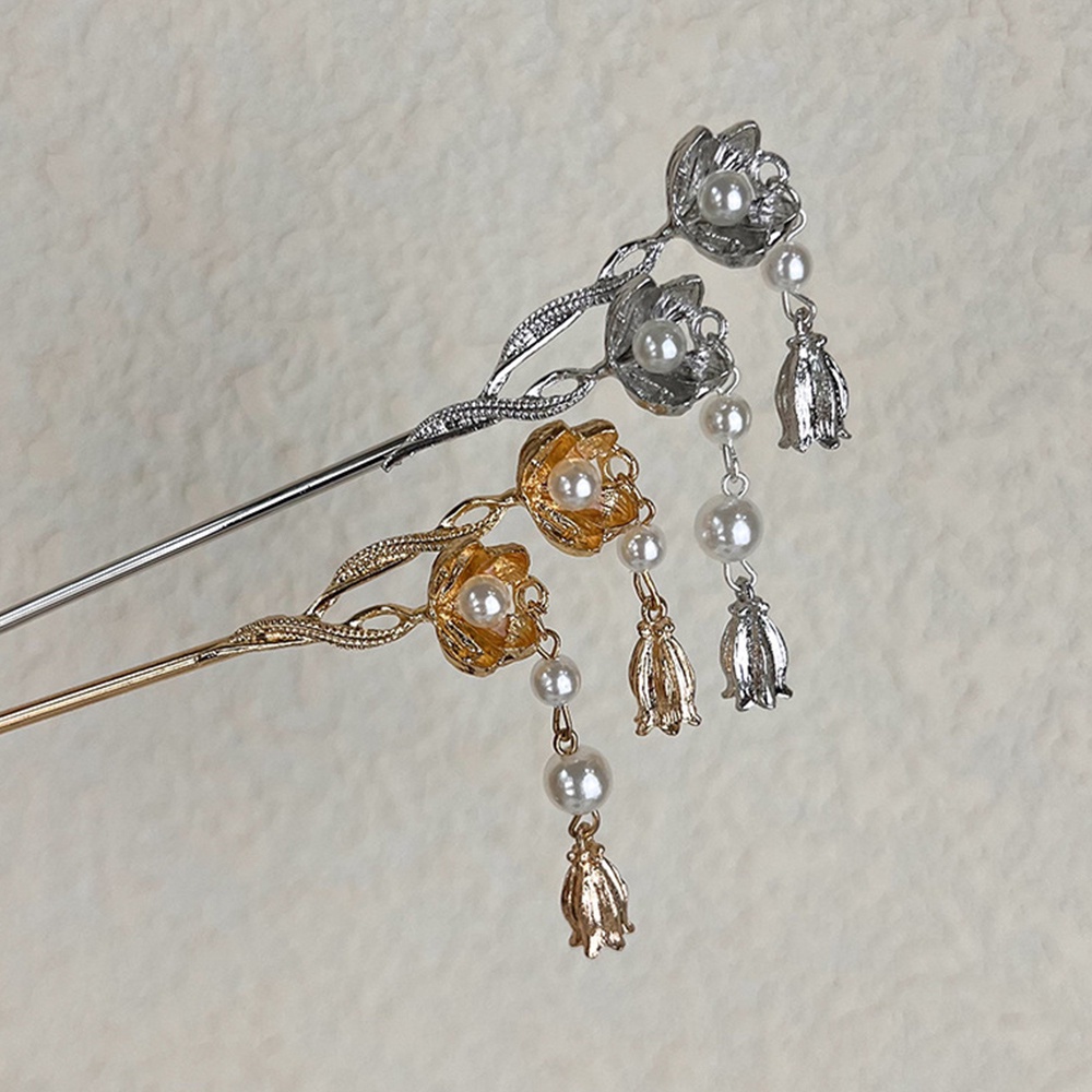 Trâm Cài Tóc Kim Loại Đính Hoa Và Tua Rua Thời Trang