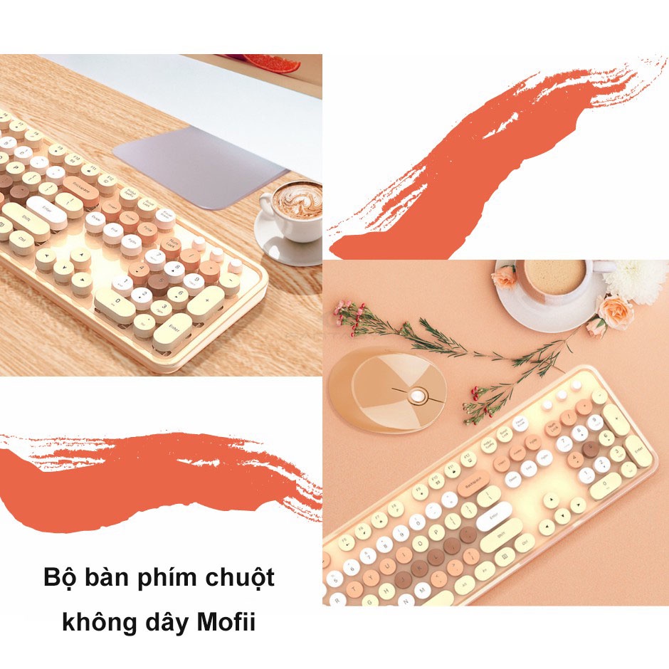 Bộ Bàn Phím Không Dây Mofii 666 110 Phím Colorful Tương Thích Windows/MacOS
