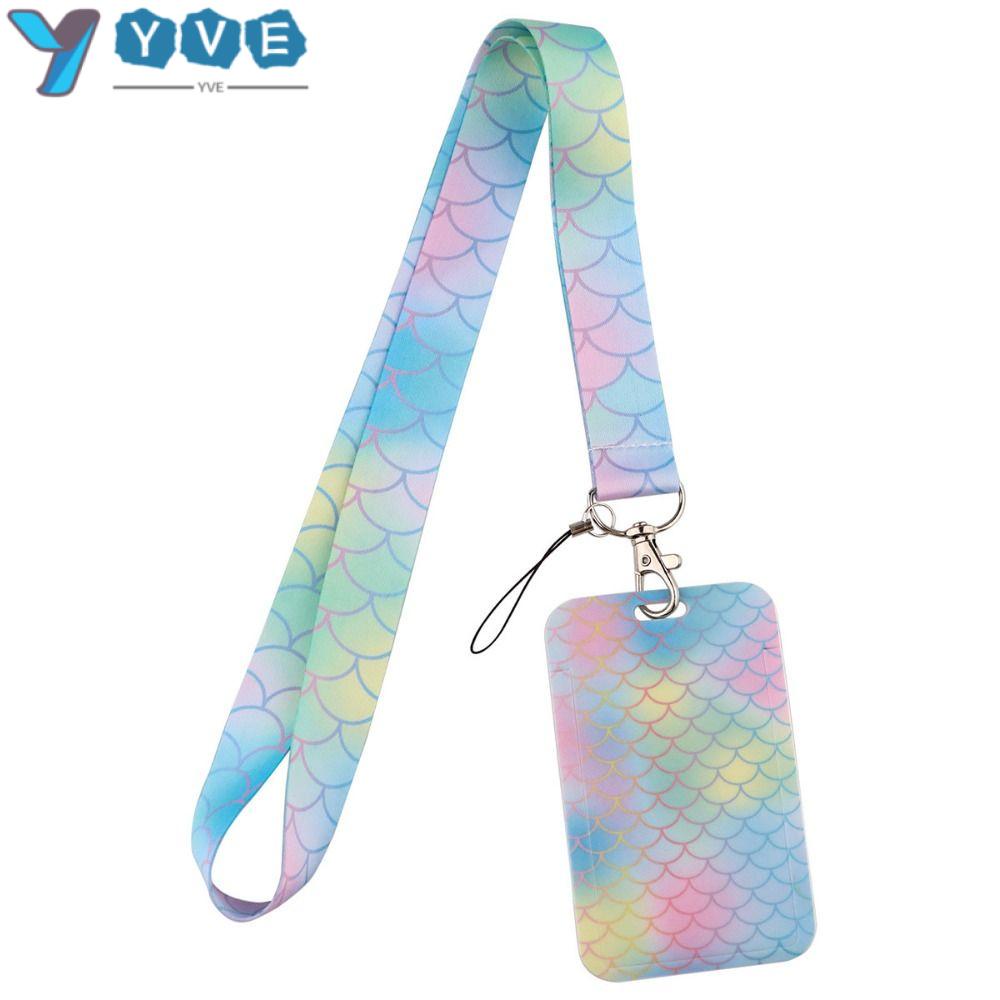 YVE Giá Đỡ Thẻ ID / Huy Hiệu Có Dây Đeo Cổ Bền Bỉ Hình Vảy Cá Nhiều Màu Cho Văn Phòng