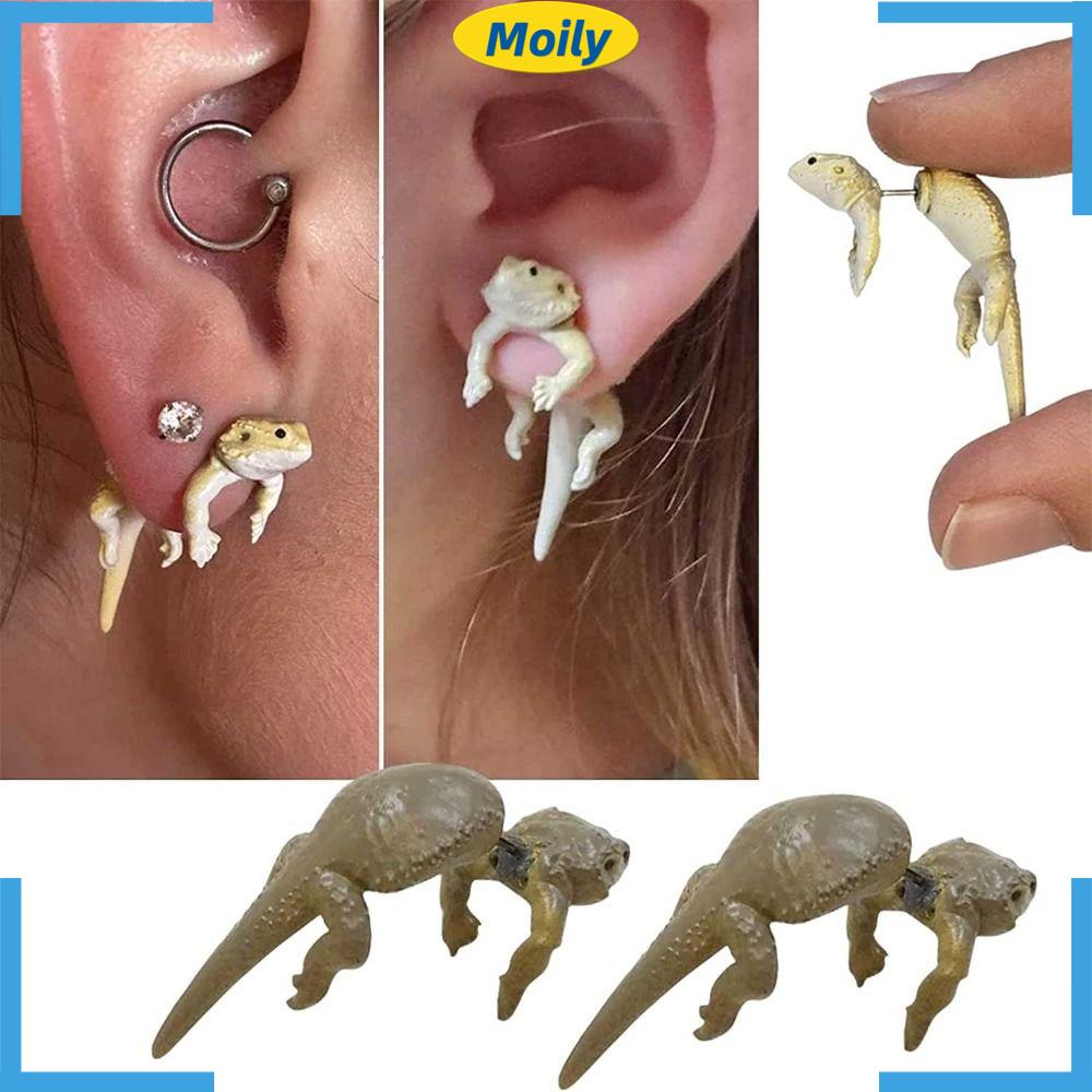 MOILYVN Bông Tai Hình Thằn Lằn Hoạt Hình Vui Nhộn Sáng Tạo Cho Nữ