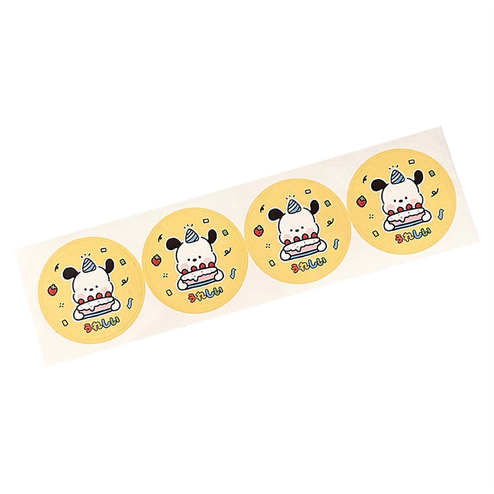 Miếng Dán Hình Tròn Họa Tiết Hoạt Hình Chú Chó Dễ Thương Chống Thấm Nước Dùng Trang Trí Gói Quà Tiện Dụng