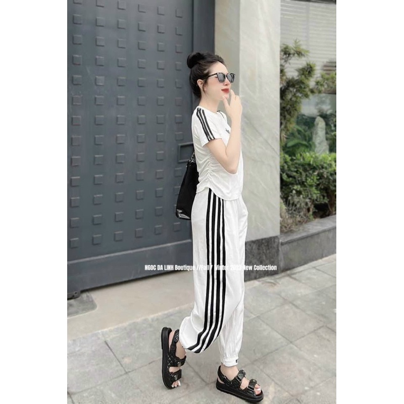 Set Bộ Đũi Lạnh Áo Yếm Nhún Cúp Hở Lửng Bảng Ngang Xoè + Quần Ông Xuông alohashop91