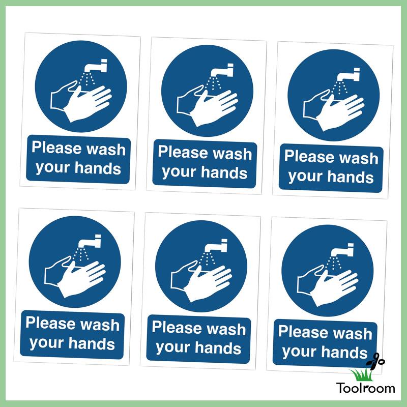 Bộ 6 Miếng Dán Biển Báo Rửa Tay Cho Nhà Vệ Sinh
