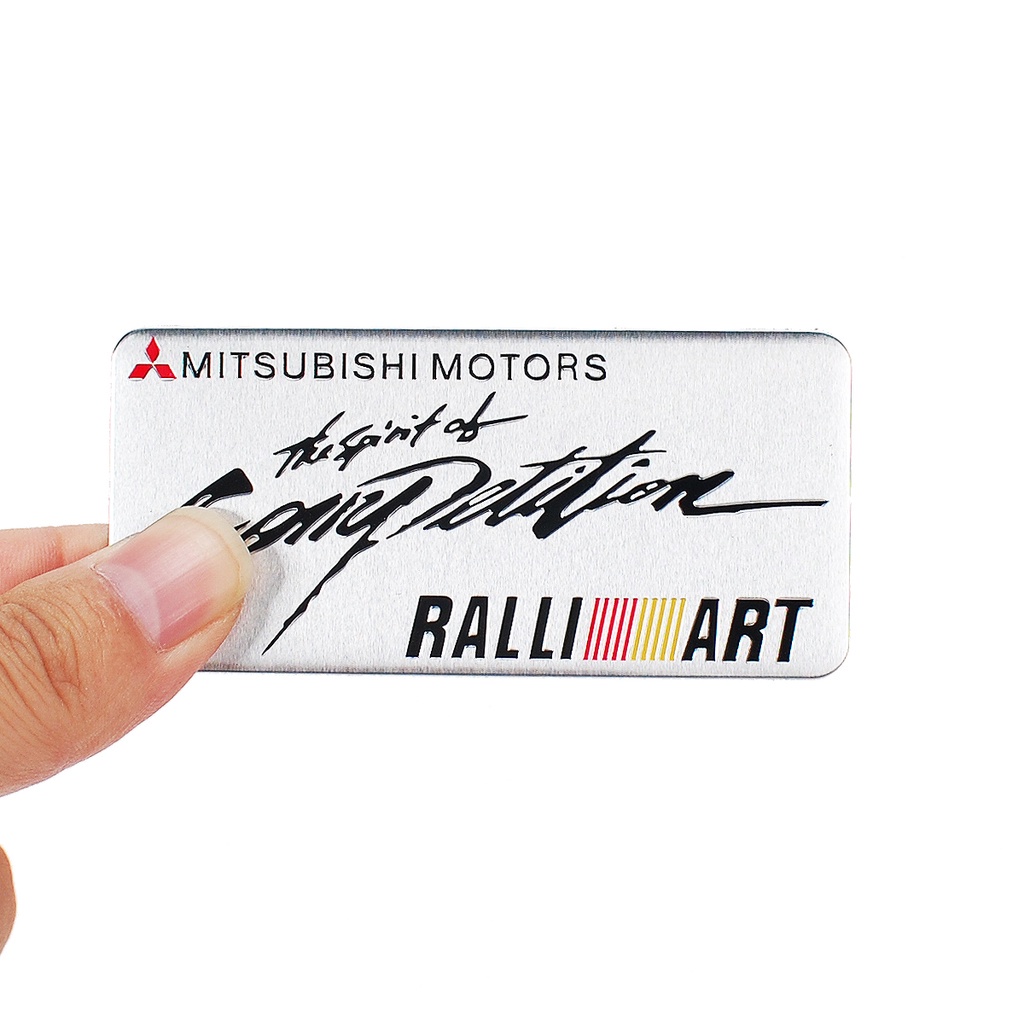 Miếng Dán Kim Loại Trang Trí Thân Xe Hơi Mitsubishi Ralliart Mirage G4 Triton Xpander Pajero Lancer ASX Outlander Attrage