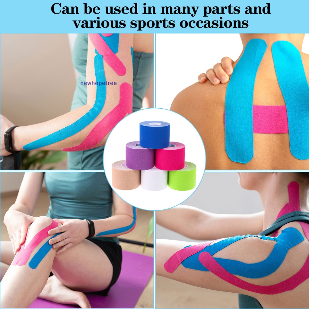 Set 6 Cuộn Băng Keo Kinesioy Chống Nước Thoáng Khí Hỗ Trợ Giảm Đau Cơ Bắp Tiện Dụng