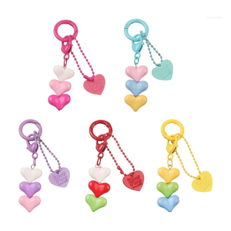 Móc Khóa Hình Trái Tim Nhiều Màu Sắc Bằng Nhựa Resin Dễ Thương
