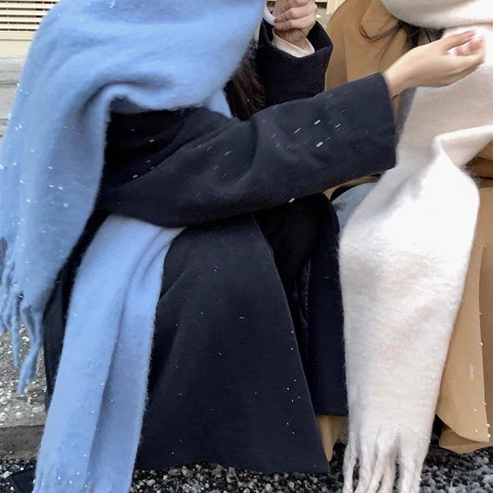 Khăn Choàng Cổ Dài Màu Cầu Vồng Ấm Áp Xinh Xắn Cho Nữ