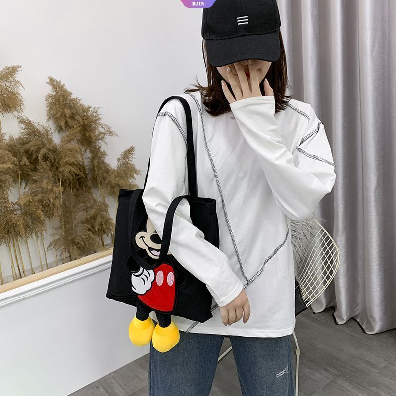 Túi Xách Canvas In Hình Chuột Mickey Minnie Dễ Thương Cho Nữ