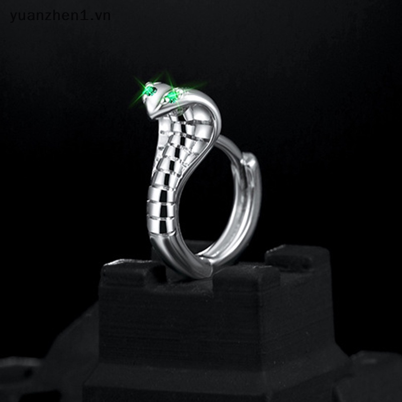 Bông Tai Hình Rắn Đính Đá Zircon Màu Xanh Lá Phong Cách Hip Hop Thời Trang Cho Nam Và Nữ