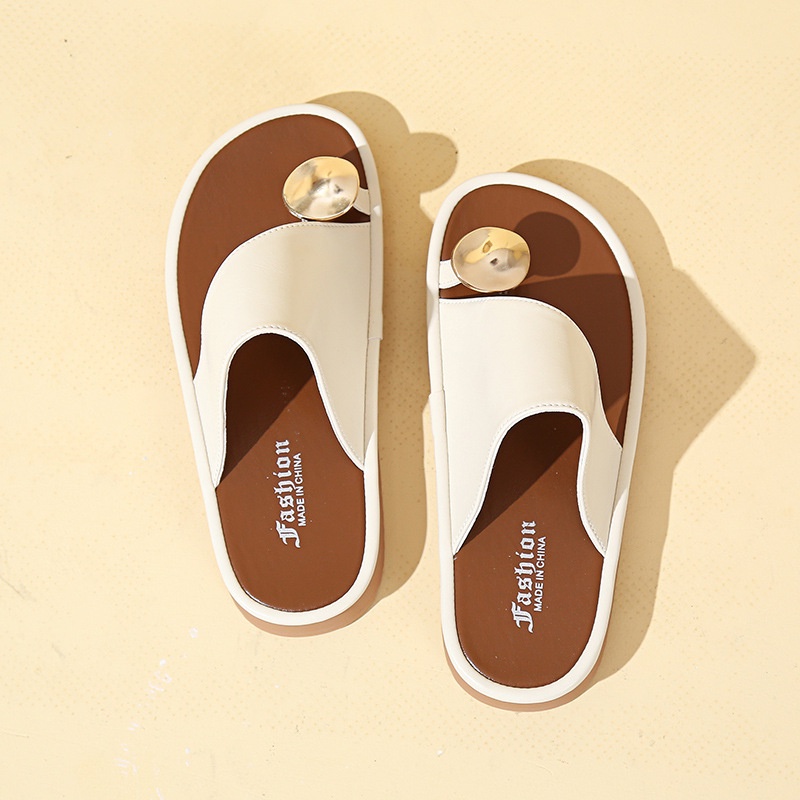 Duoya Tóc Thẳng ~ [Hàng Có Sẵn] Dép Sandal Đế Bằng Thiết Kế Cảm Giác Niche Đi Biển Phong Cách Dạ Hội Cho Nữ Miễn Phí Vận Chuyển